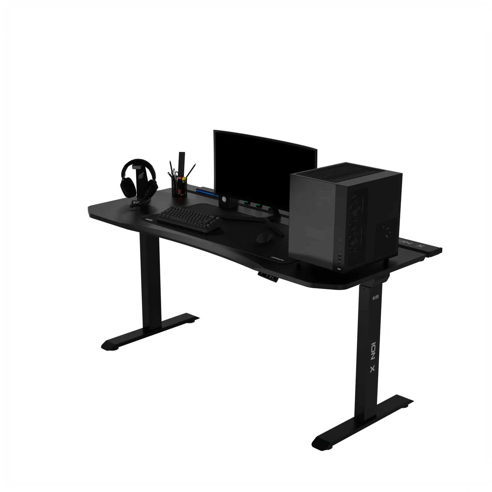 ION X ذو المحركات المزدوجة قابل لتعديل الارتفاع RGB 160x80 أسود مكتب العمل و 7