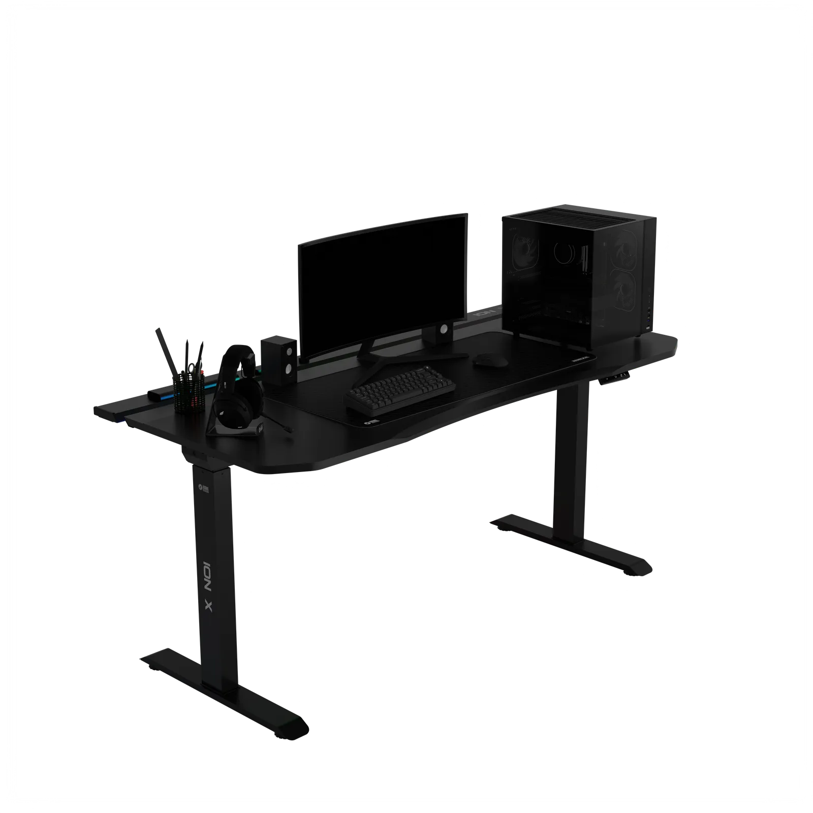 ION X ذو المحركات المزدوجة قابل لتعديل الارتفاع RGB 160x80 أسود مكتب العمل و 8